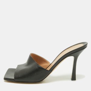 Bottega Veneta Black Leather Stretch Square Toe Slide Sandals Size 39, Sandals - Luxury Closet catalog