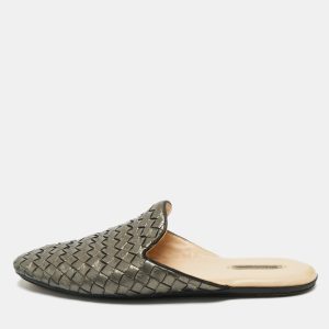 Bottega Veneta Metallic Bronze Leather Intrecciato Mules 38, Sandals - Luxury Closet catalog