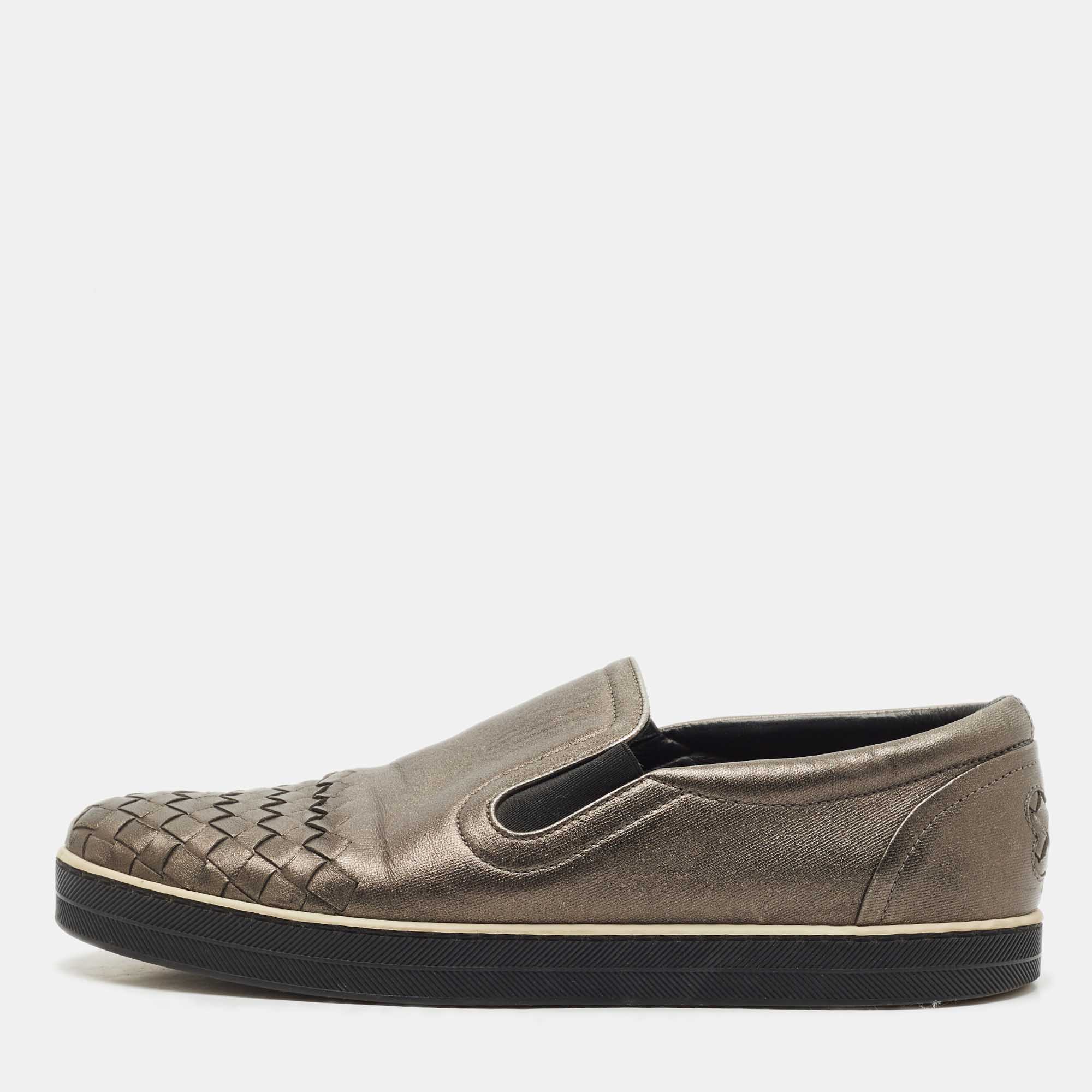 Bottega Veneta Metallic Grey Intrecciato Leather Slip On Sneakers Size 37.5, Athletic Shoes & Sneakers - Luxury Closet catalog