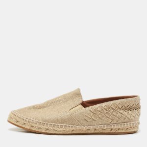 Bottega Veneta Metallic Gold Intrecciato Canvas Espadrille Flats Size 38, Flats - Luxury Closet catalog