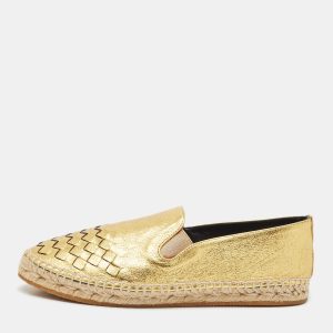 Bottega Veneta Gold Leather Intrecciato Espadrille Flats Size 37, Flats - Luxury Closet catalog