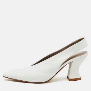 Bottega Veneta White Leather Almond Shape Slingback Pumps Size 36, Pumps - Luxury Closet catalog