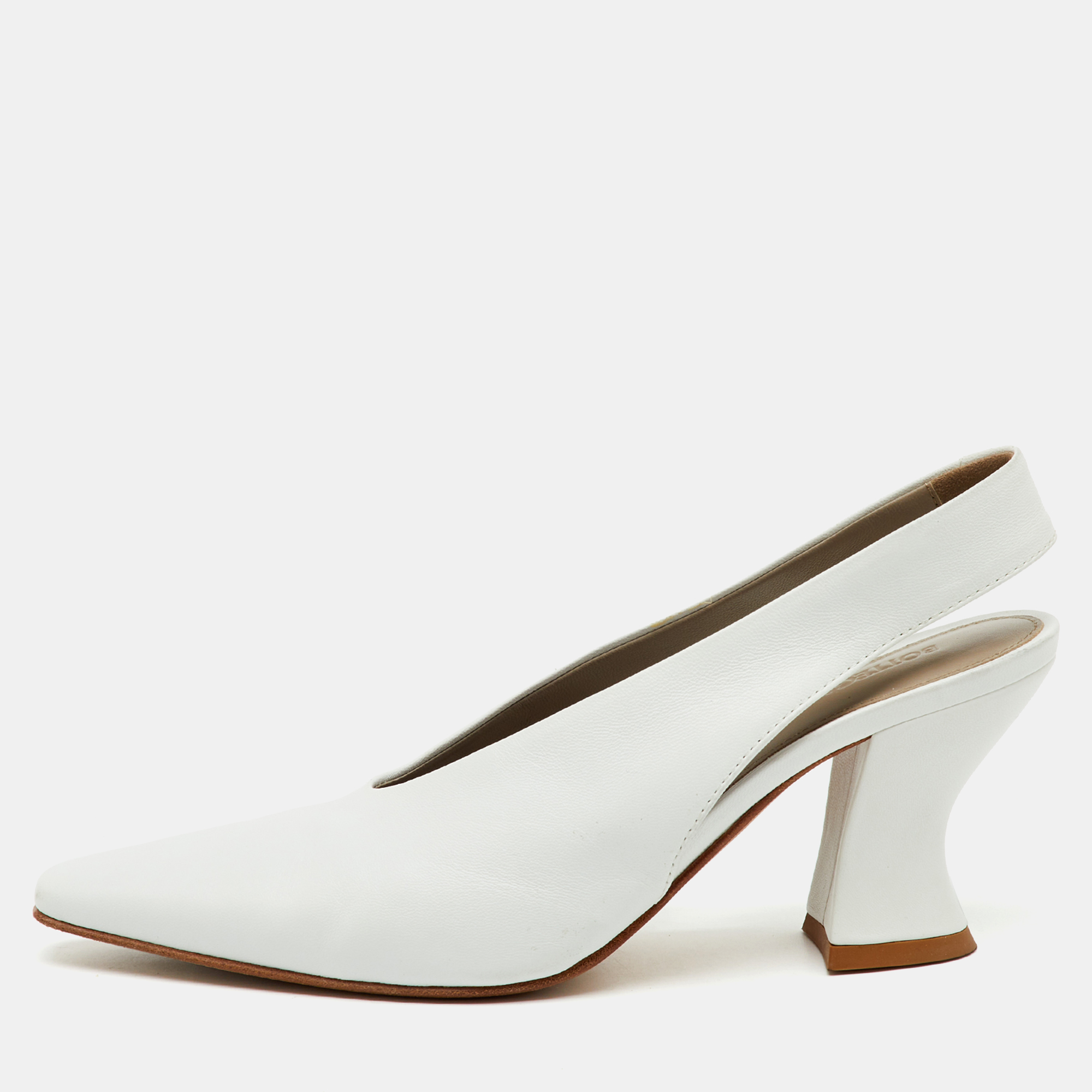 Bottega Veneta White Leather Almond Shape Slingback Pumps Size 36, Pumps - Luxury Closet catalog