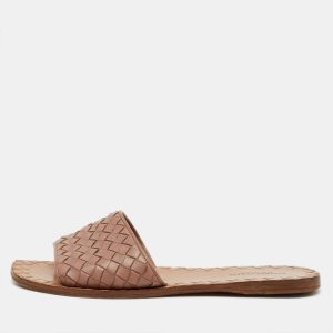 Bottega Veneta Light Brown Intreciatto Leather Flat Slide Sandals Size 37, Sandals - Luxury Closet catalog