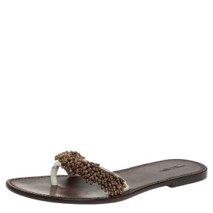 Bottega Veneta Cream Nubuck Leather Embellished Thong Flats Size 39.5, Flats - Luxury Closet catalog