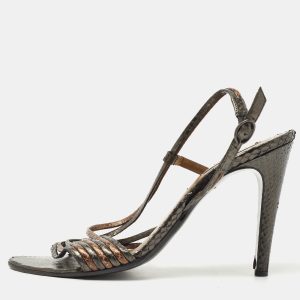 Bottega Veneta Metallic Snakeskin Leather Strappy Slingback Sandals Size 40, Sandals - Luxury Closet catalog