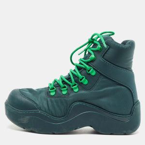 Bottega Veneta Green Nylon Puddle Bomber Lace-Up Boots Size 37, Boots - Luxury Closet catalog