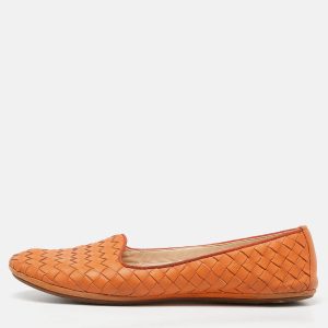 Bottega Veneta Orange Intrecciato Leather Ballet Flats Size 37.5, Flats - Luxury Closet catalog
