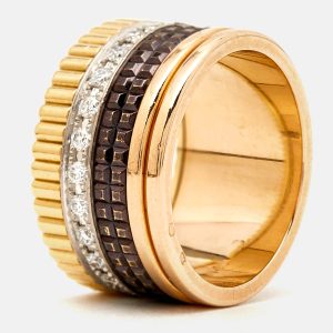 Boucheron Quatre Classique Diamonds PVD 18k Three Tone Gold Ring Size 52, Rings - Luxury Closet catalog