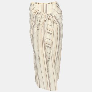 Brunello Cucinelli Cream Stripe Print Cotton Blend Long Skirt S, Skirts - Luxury Closet catalog