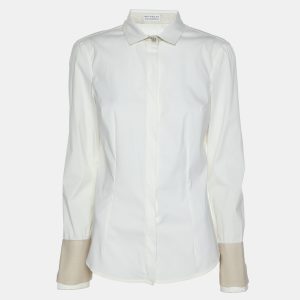 Brunello Cucinelli Off White Jersey Silk Embellished Button Front Shirt XS, Shirts & Tops - Luxury Closet catalog
