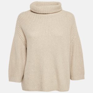 Brunello Cucinelli Beige Sequin Rib Knit Turtle Neck Sweater L, Sweaters & Cardigans - Luxury Closet catalog