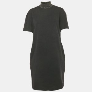 Brunello Cucinelli Charcoal Grey Cotton Knit Monili Trim Detail Shift Dress L, Dresses - Luxury Closet catalog