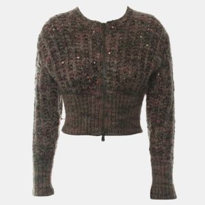 Brunello Cucinelli Cashmere Blend Zip-up Cropped Cardigan with Sequins All-over, Sweaters & Cardigans - Luxury Closet catalog