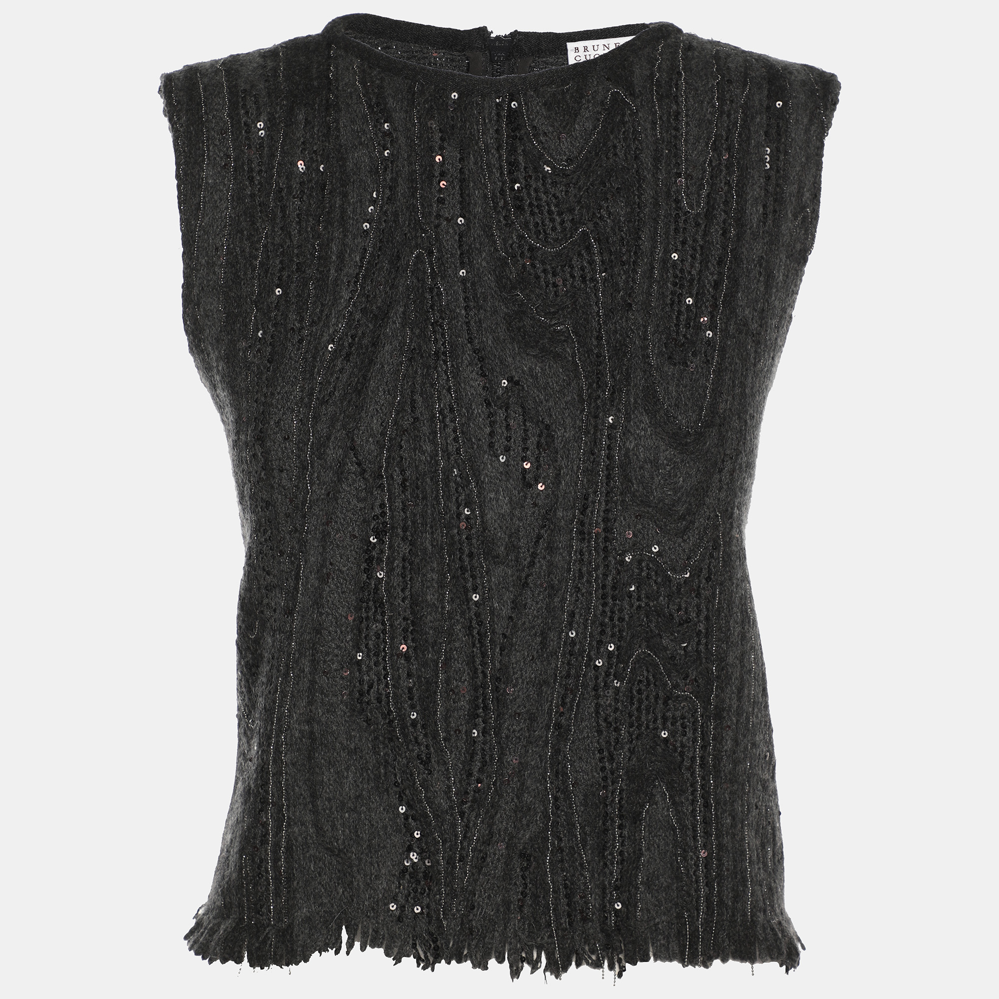 Brunello Cucinelli Grey Cashmere Blend Sleeveless Tops XL, Shirts & Tops - Luxury Closet catalog