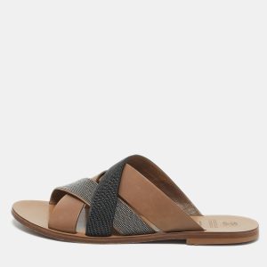 Brunello Cucinelli Multicolor Beads and Leather Crossover Flat Sandals Size 40, Sandals - Luxury Closet catalog