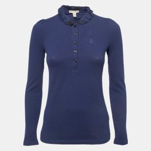 Burberry Brit Navy Blue Cotton Ruffled Collar Full Sleeve Polo T-Shirt XS, Shirts & Tops - Luxury Closet catalog