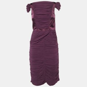Burberry Prorsum Vintage Purple Silk Crepe Ruched Midi Dress S, Dresses - Luxury Closet catalog