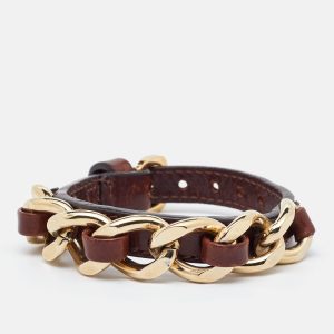 Burberry Brown Leather Chain Detail Wrap Bracelet, Jewelry - Luxury Closet catalog