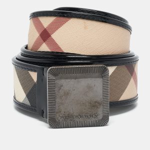 Burberry Beige Supernova Check PVC and Patent Leather Buckle Belt 90CM, Belt Buckles - Luxury Closet catalog