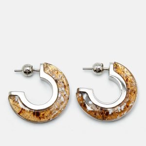 Burberry Caramel Marbled Resin Silver Tone Grommet Earrings, Jewelry - Luxury Closet catalog