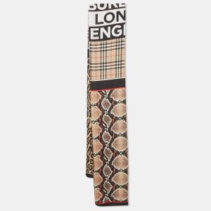Burberry Beige Leopard & Snake Print Silk Checkered Scarf, Scarves & Shawls - Luxury Closet catalog