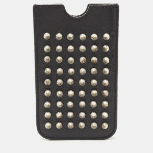 Burberry Black Spike Studded Leather Phone Pouch, Mobile Phone Cases - Luxury Closet catalog