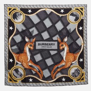Burberry Black Deer Print Silk Square Scarf, Scarves & Shawls - Luxury Closet catalog