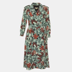 Burberry Pale Blue Mythical Beasts Print Silk Layla Wrap Dress M, Dresses - Luxury Closet catalog