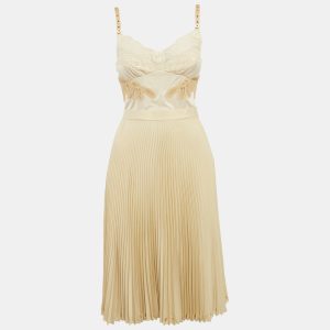 Burberry Beige Lace and Crepe Pleated Stud Detail Short Slip Dress S, Dresses - Luxury Closet catalog