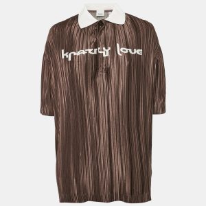 Burberry Brown Printed Plisse Polo Collar Top XS, Shirts & Tops - Luxury Closet catalog