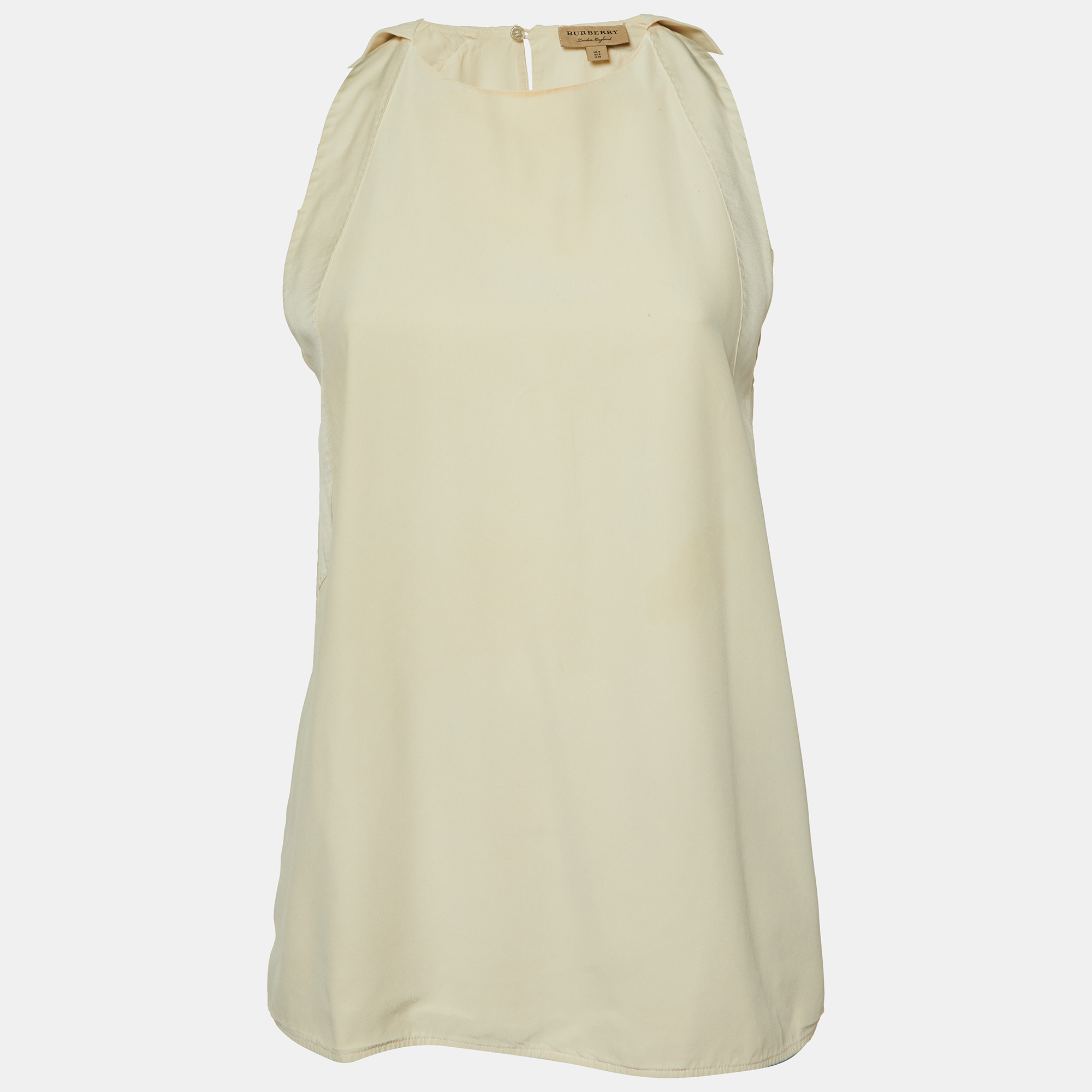 Burberry Cream Silk Sleeveless Top S, Shirts & Tops - Luxury Closet catalog