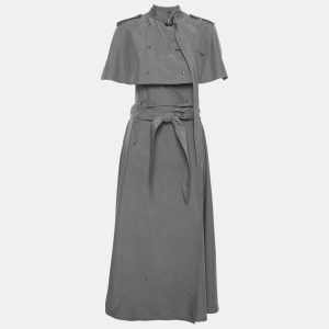 Burberry Grey Taffeta Silk Capelet Trench Dress S, Dresses - Luxury Closet catalog