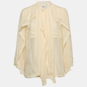 Burberry  Beige Silk Raw Edge Detail Shirt M, Shirts & Tops - Luxury Closet catalog