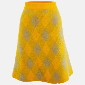 Burberry Yellow Wool Check Plaid Midi Skirt M, Skirts - Luxury Closet catalog