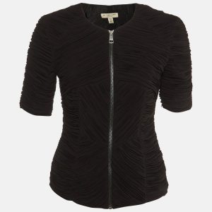 Burberry Black Crepe Plisse Zip Front Top S, Shirts & Tops - Luxury Closet catalog