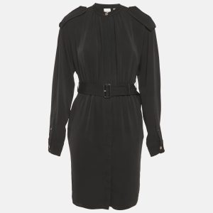 Burberry Black Chiffon Belted Midi Dress S, Dresses - Luxury Closet catalog