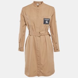 Burberry Brown Cotton Label Detail Button Front Belted Short Dress XS, Dresses - Luxury Closet catalog