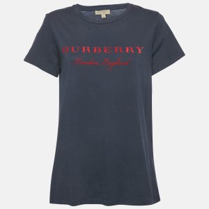 Burberry Navy Blue/Red Logo Flocked Jersey T-Shirt XL, Shirts & Tops - Luxury Closet catalog