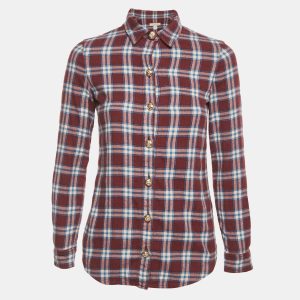 Burberry Burgundy Checks Cotton Long Sleeve Shirt XS, Shirts & Tops - Luxury Closet catalog