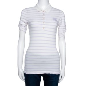 Burberry Brit Off White Striped Cotton Modal Polo T-Shirt XS, Shirts & Tops - Luxury Closet catalog