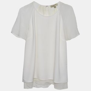 Burberry White Crepe Short Sleeve Top M, Shirts & Tops - Luxury Closet catalog