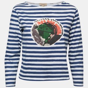 Burberry Blue Graphic Stripe Print Cotton Boat Neck T-Shirt XS, Shirts & Tops - Luxury Closet catalog