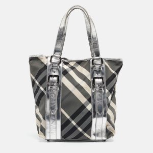 Burberry Silver Beat Check Nylon Victoria Tote, Tote Handbags - Luxury Closet catalog