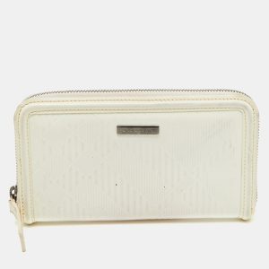 Burberry White Check Embossed Patent Leather Zip Round Wallet, Wallets & Money Clips - Luxury Closet catalog