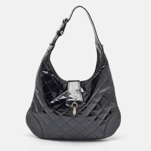 Burberry Black Quilted Patent Leather Brooke Hobo, Shoulder Bags - Luxury Closet catalog