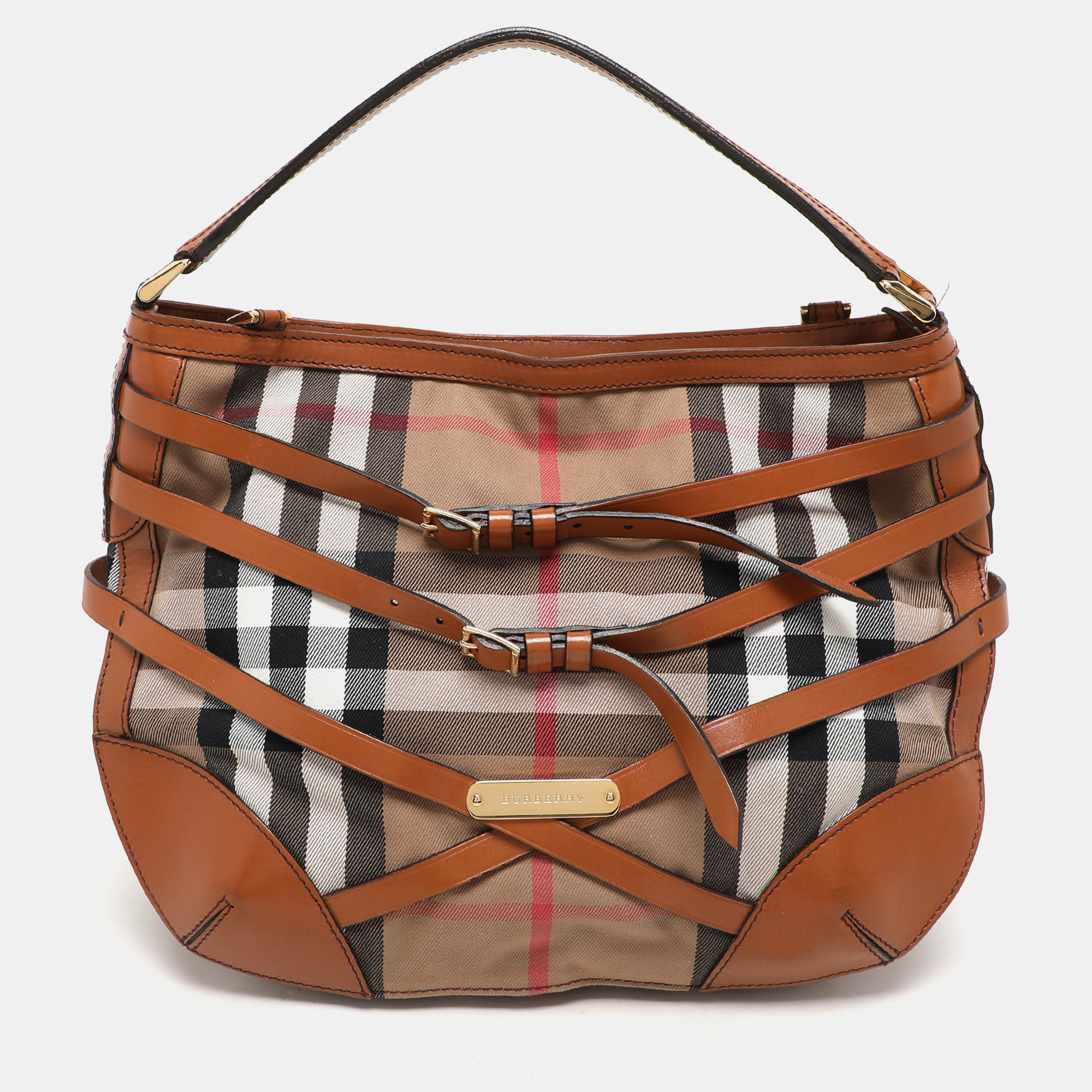 Burberry Brown House Check Canvas and Leather Small Bridle Dutton Hobo, Shoulder Bags - Luxury Closet catalog