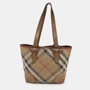 Burberry Metallic Shimmer Nova Check Canvas and Leather Byron Tote, Tote Handbags - Luxury Closet catalog