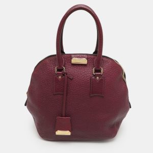 Burberry Burgundy Embossed Leather Medium Orchard Bowler Bag, Tote Handbags - Luxury Closet catalog
