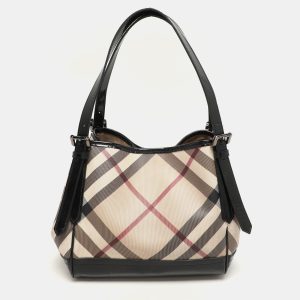 Burberry Black/Beige Super Nova Check PVC and Patent Leather Canterbury Tote, Tote Handbags - Luxury Closet catalog